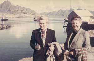 Joyce Lawrence with fellow pioneer, Knight of Bahá'u'lláh Mildred Clark – Lofoten Islands (August 1953)
