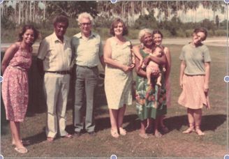 Earl and Audrey with daughters Serena and Phillipa, c.1982.  Standing between Earl and Audrey is Owen Battrick