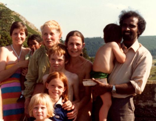 Sarah, Atherton and Susie, with friends and family