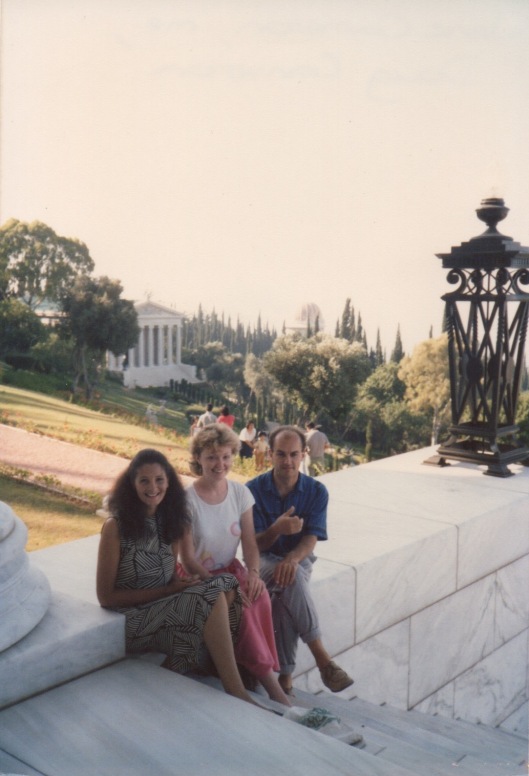 Jeanette (centre) on her first pilgrimage in 1985