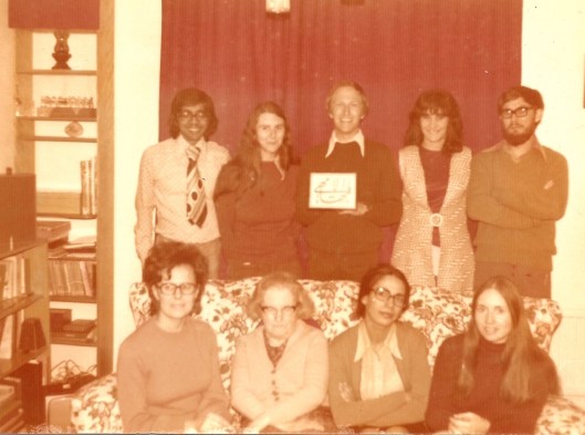 Local Spiritual Assembly of Sheffield, 1974 Back row L to R: Silan Nadarajah, Doreen Anderson, Philip Croft, Margot Turner & Denis Anderson Front row L to R: Aideen McConkey, Una Coward, Tahirih Nadarajah & Rita Croft