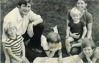 With their four boys in Chilliwack, British Columbia, Canada (just before pioneering to the Central African Republic in 1980). Left to right: Andrew, Neil, James, Quddús, Jane, Hamish