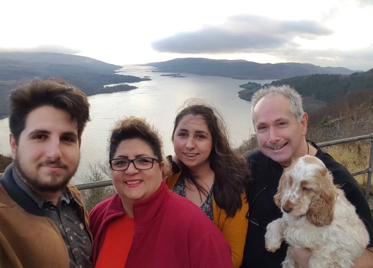 Allan and family at the Kyles of Bute in January 2016 L to R: Sean (son), Sholeh (wife), Saba (daughter), Allan and Tala